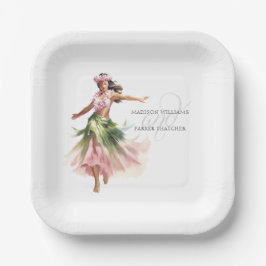 Einfache Personalisierte Hochzeit am Strand Pappteller