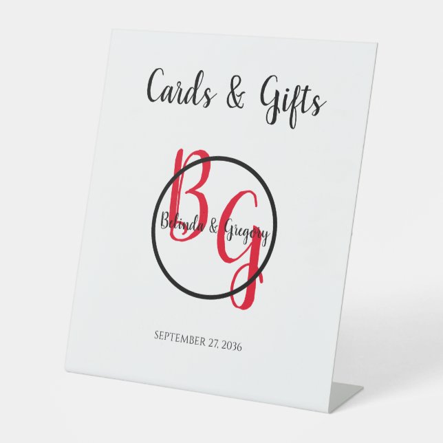 Einfache Personalisierte Hochzeitskarten und Gesch Sockelschild (Vorderseite)