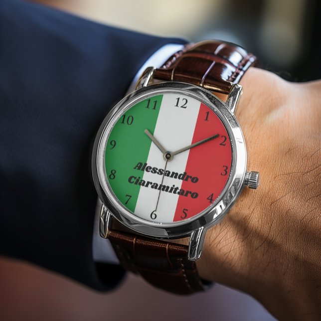 Einfache Personalisierte italienische Fahne Armbanduhr (Flag of Italy Italian Flag Personalized Watch
Orologio Con Bandiera Italiana)