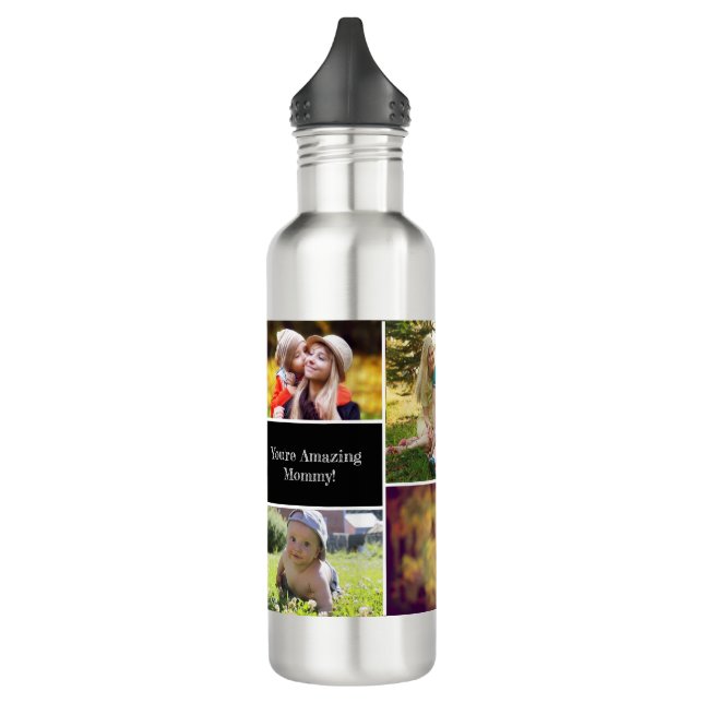Einfache Personalisierte Mama Multiple Foto-Collag Edelstahlflasche (Links)