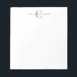 Einfache Personalisierte Monogramm und Name in Bla Notizblock<br><div class="desc">Einfache Personalisierte Monogramm und Name in dusty Blue Notepad</div>