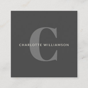 Einfache Personalisierte Monogramm und Name in Gra Quadratische Visitenkarte