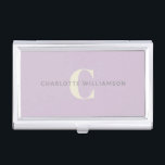 Einfache Personalisierte Monogramm und Name in Lil Visitenkarten Dose<br><div class="desc">Einfaches Personalisiertes Monogramm und Name im Fall Lilac Business Card</div>