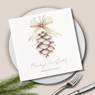 Einfache Personalisierte Pinecone Weihnachten Serviette
