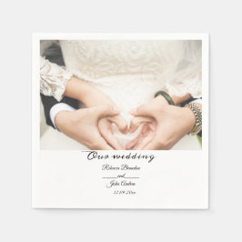 Einfache Personalisierte Script-Foto-Hochzeitsfeie Serviette