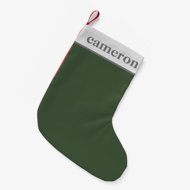 Einfache Personalisierte Solid-Color-Bezeichnung | Kleiner Weihnachtsstrumpf (Vorderansicht (hängend))
