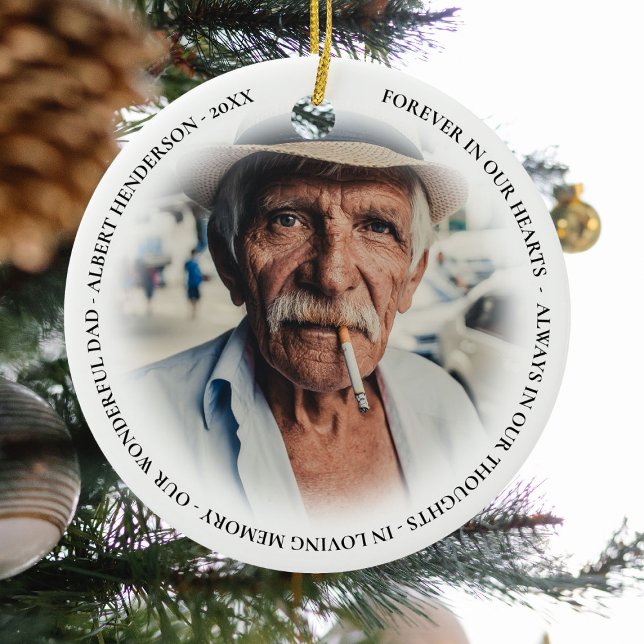 Einfache Personalisierte Weihnachtsfeier zum Foto Keramik Ornament (Von Creator hochgeladen)