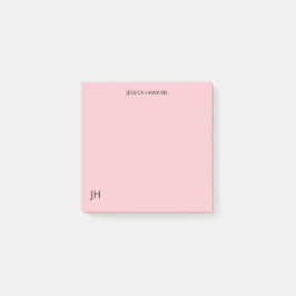 Einfache persönliche Stationierung Monogramm Pink Post-it Klebezettel