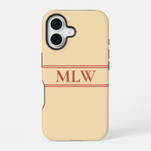 Einfache Pfirsich und Rot Mit Monogramm iPhone 16 Hülle
