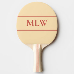 Einfache Pfirsich und Rot Mit Monogramm Tischtennis Schläger