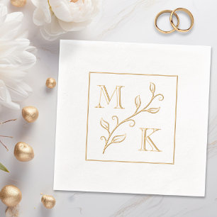 Einfache Pflanze Monogram Initials Wedding Couple Servietten Mit Folie