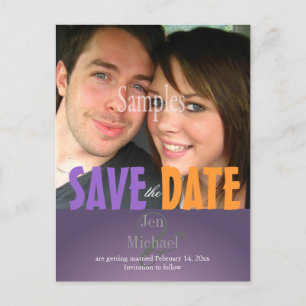 Einfache, pflaumenfarbene Save-the-Date-Fotokarten Ankündigungspostkarte