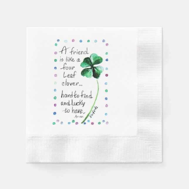 Einfache Phrase A Friend ist wie ein Vierblättrige Serviette (Vorderseite)