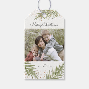 Einfache Pines, Weihnachts-Foto-Geschenkmarke Geschenkanhänger