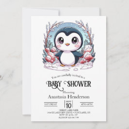 Einfache Pinguin-Babydusche Einladung