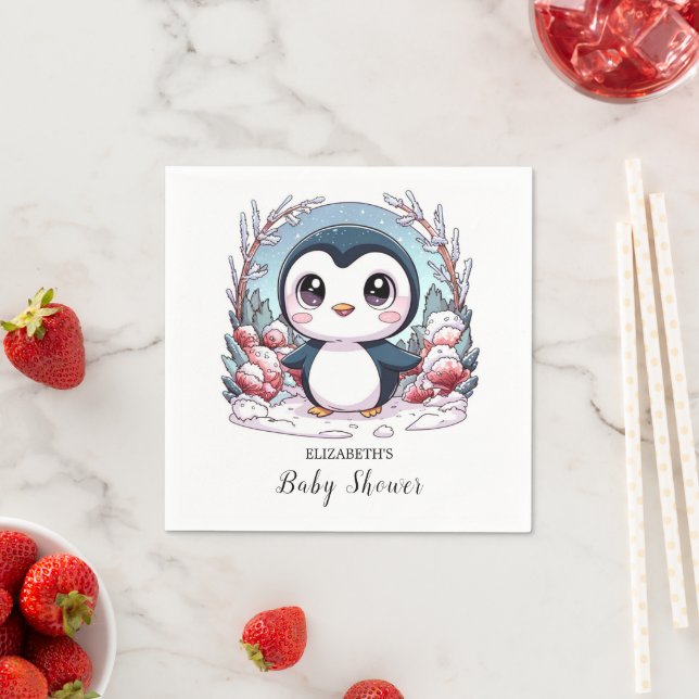 Einfache Pinguin-Babydusche Serviette (Beispiel)