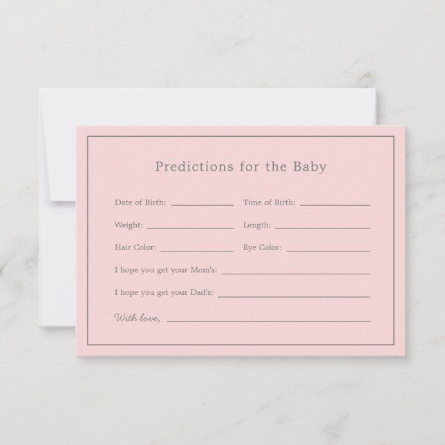 Einfache Pink Baby Shower Girl Baby Predictions Ca (Vorderseite)