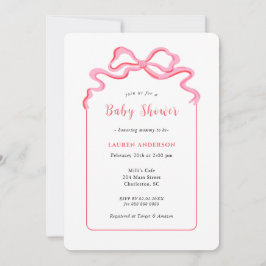 Einfache Pink Bow Girl Babydusche Einladung