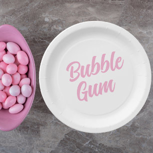 Einfache Pink Bubble Gum-Typografie Geburtstagsfei Pappteller