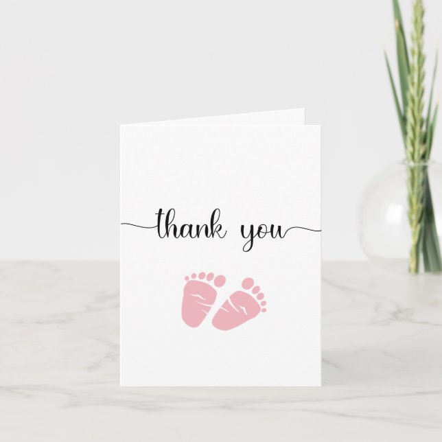 Einfache Pink Feet Girl Babydusche Dankeskarte (Vorderseite)