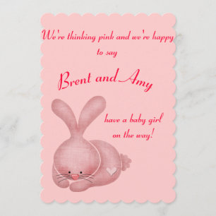 Einfache Pink Girl Paare Babydusche Einladung