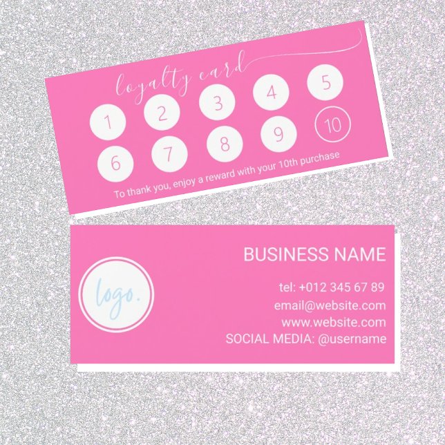 EINFACHE PINK LOYALTY CARD 10 MIT GESCHÄFTSLOGO (Von Creator hochgeladen)