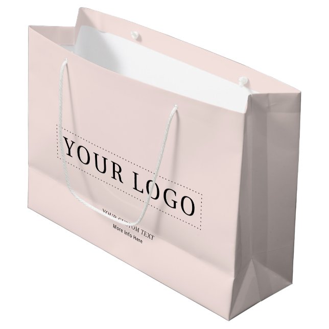 Einfache Pink-Minimal-Einkaufstaschen für Firmenlo Große Geschenktüte (Vorderseite Schrägansicht)