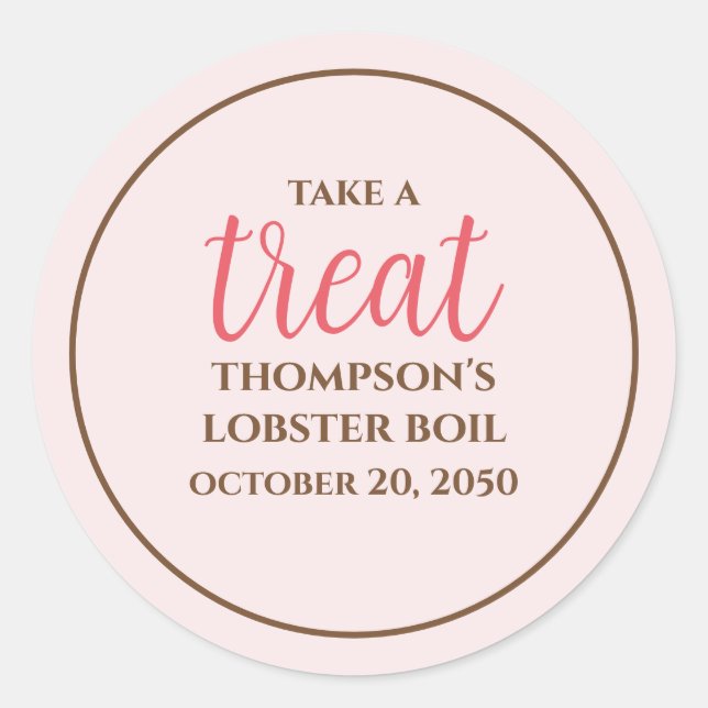 Einfache Pink Whimsical Script Spaß Niedliche Part Runder Aufkleber (Vorderseite)