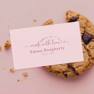 Einfache Pinke 'Made with Love'-Typografie Bäckere Visitenkarte