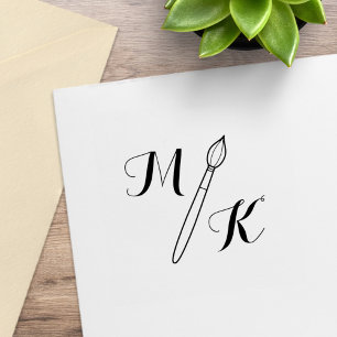 Einfache Pinsel-Monogramm-Initialen Gummistempel
