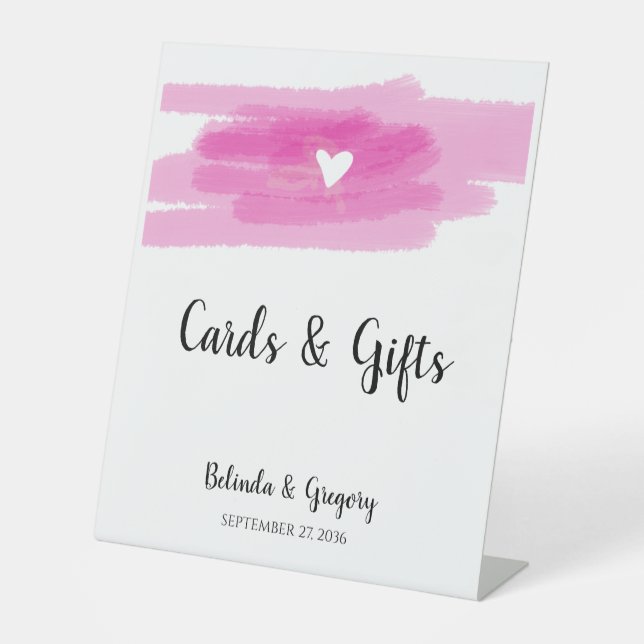 Einfache Pinselstriche & Herz-Hochzeitkarten & Ges Sockelschild (Vorderseite)