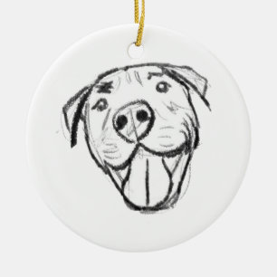 einfache Pitbull-Zeichnung für Hunde-Liebhaber in Keramik Ornament