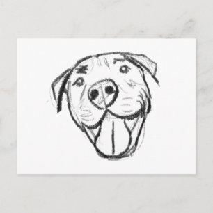 einfache Pitbull-Zeichnung für Hunde-Liebhaber in Postkarte