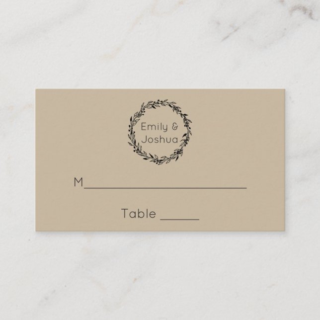 Einfache Platzierung von Vorlagen für Hochzeiten Platzkarte (Vorderseite)