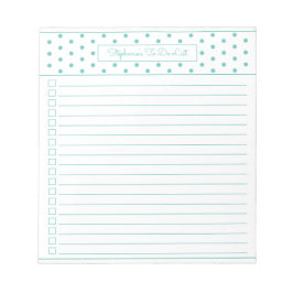 einfache Polka Dot Aqua One Column Checkliste Notizblock