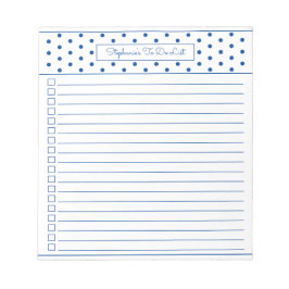 Einfache Polka Dot Blue One Column to Do Checklist Notizblock
