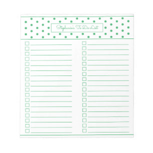 Einfache Polka Dot Grün zwei Spalten für Checkli Notizblock