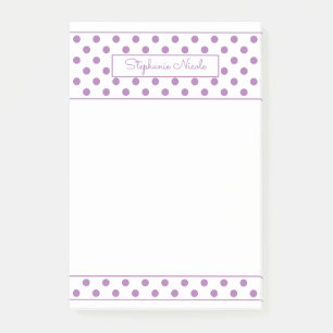 Einfache Polka Dot Lavendel Personalisierte Dünen Post-it Klebezettel