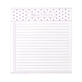 Einfache Polka Dot Lavender One Column Checklist Notizblock