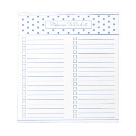 Einfache Polka Dot Light Blue Two Column Checklist Notizblock