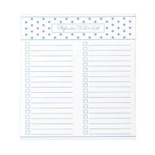 Einfache Polka Dot Light Blue Two Column Checklist Notizblock