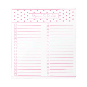 Einfache Polka Dot rosa zwei Spalten für Checklis Notizblock