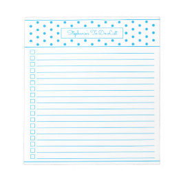 Einfache Polka Dot Sky Blue One Column Checklist Notizblock