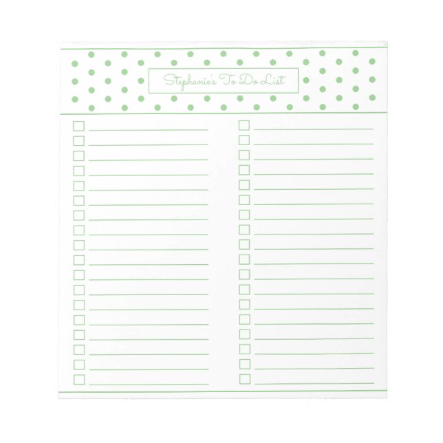 Einfache Polka Dot zwei Spalten für Checkliste Notizblock (Vorderseite)