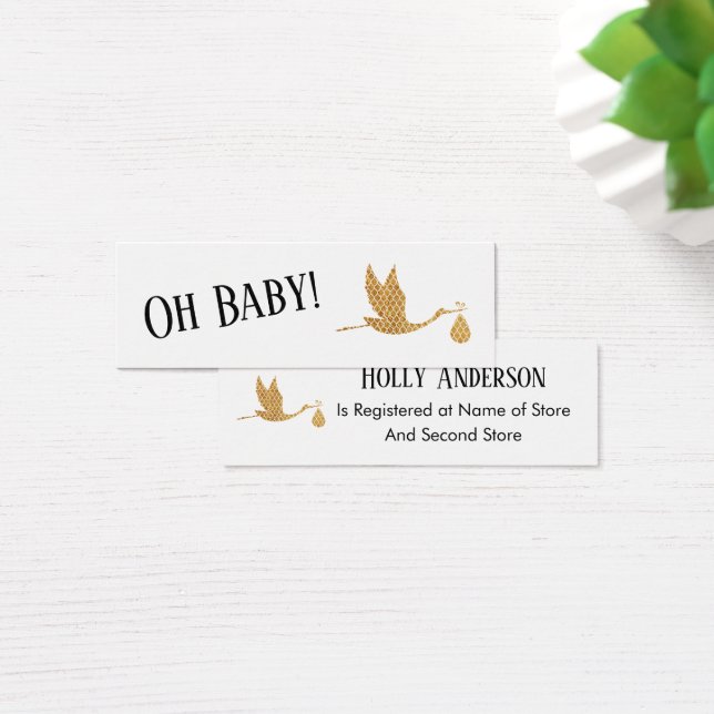 Einfache Preppy-Gold-Storch-Gift-Registrierungskar (Schreibtisch)