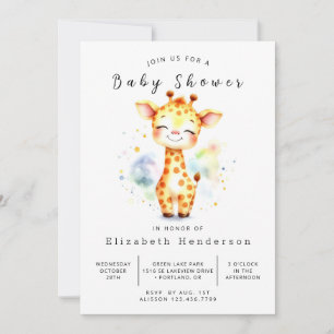 Einfache Printable Giraffe Babydusche Einladung