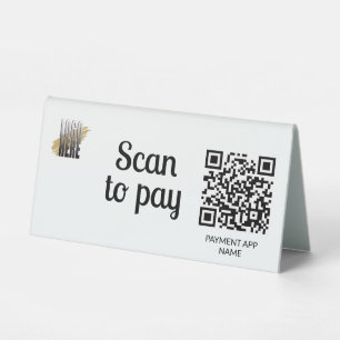 Einfache Prüfung zum Bezahlen von QR-Code Weiß Tischaufsteller