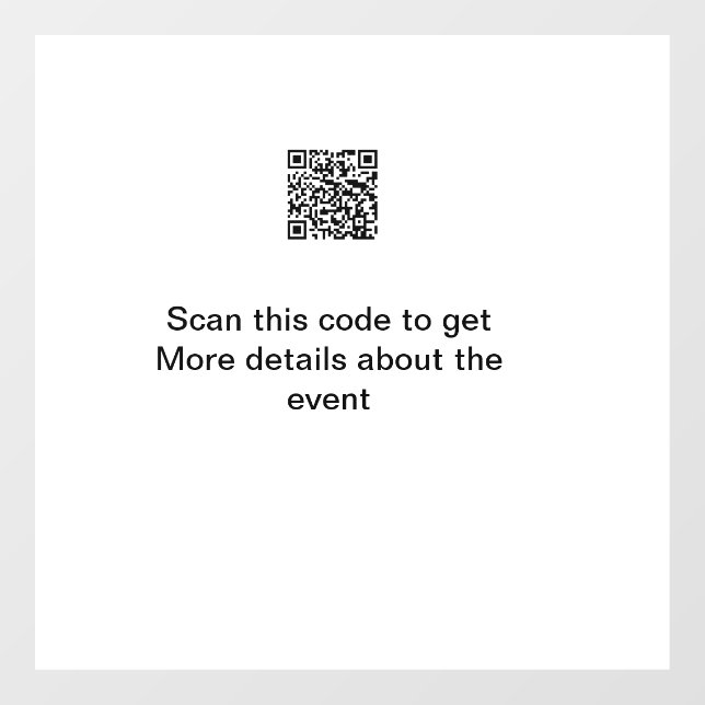 Einfache Q R-Code-Scan-Business-Ereignisvorlage Fensteraufkleber (Blatt)