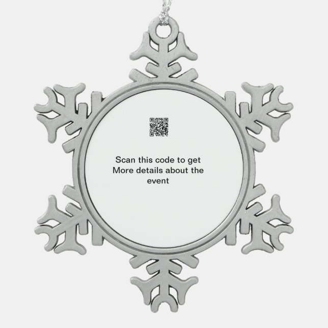 Einfache Q R-Code-Scan-Business-Ereignisvorlage Schneeflocken Zinn-Ornament (Vorderseite)