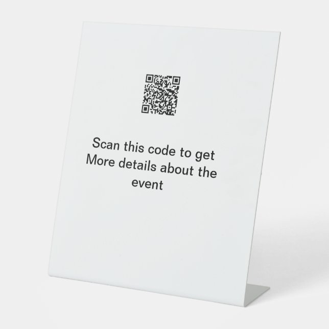 Einfache Q R-Code-Scan-Business-Ereignisvorlage Sockelschild (Vorderseite)